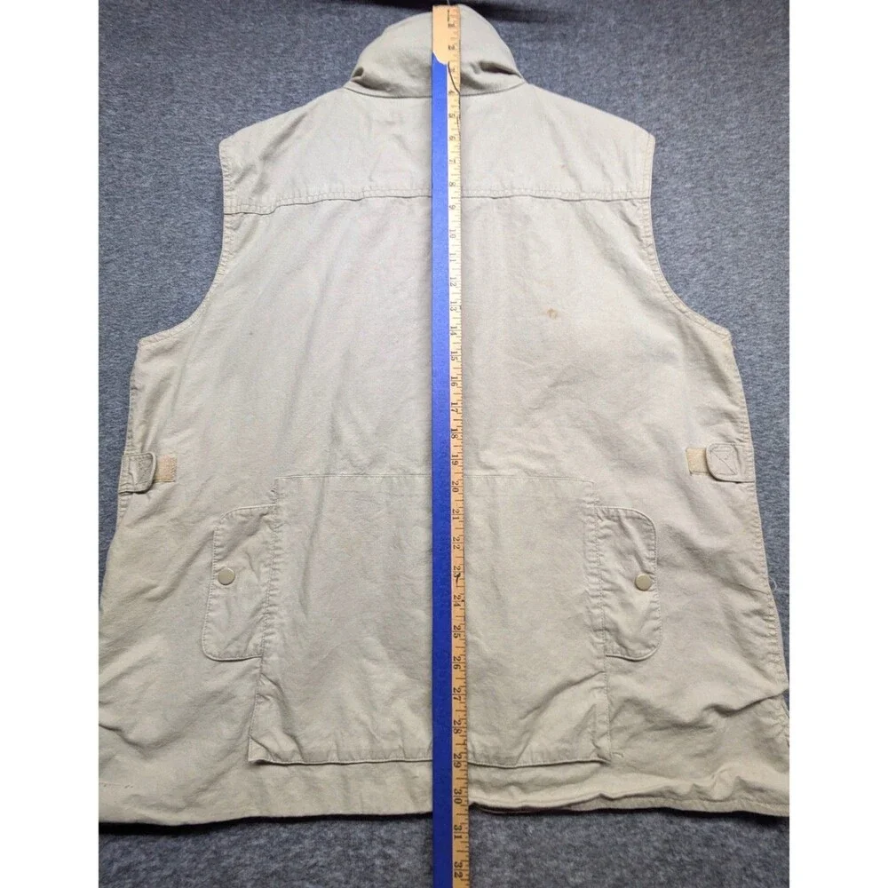 Banana Republic Safari Vest XL Khaki Vintage Utility Fishing Travel Vest W/Hood
